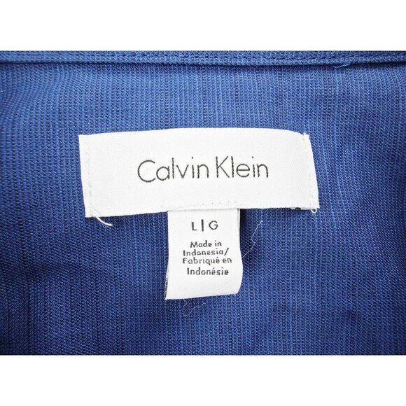 Calvin Klein Size Large Navy Short Sleeve Logo Tag Mens Cotton Pocket Shirt NWT - Picture 4 of 12